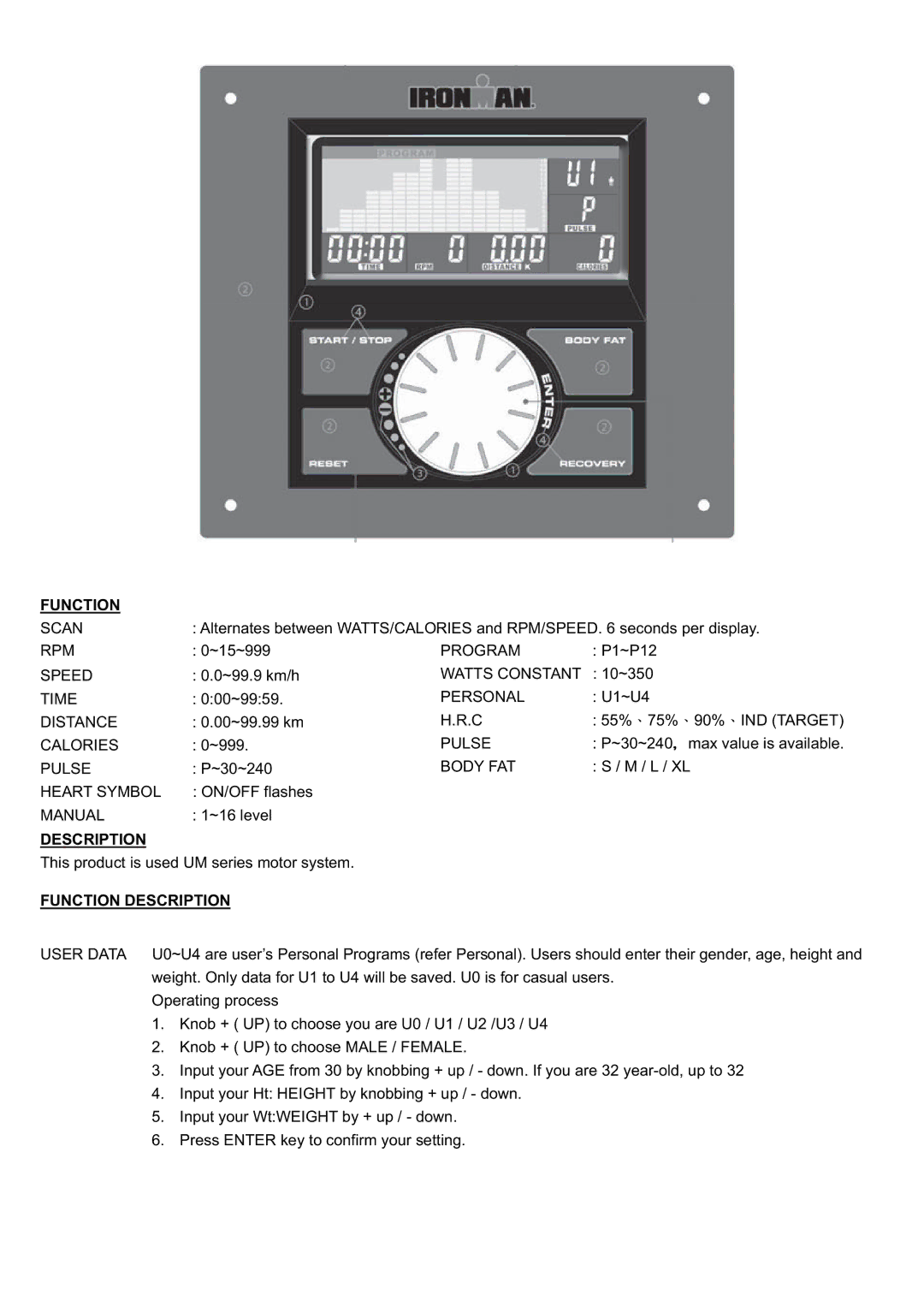 Ironman Fitness Charger manual 81&7,216&5,37,21 