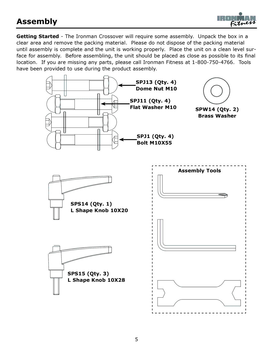 Ironman Fitness Crossover owner manual Assembly 