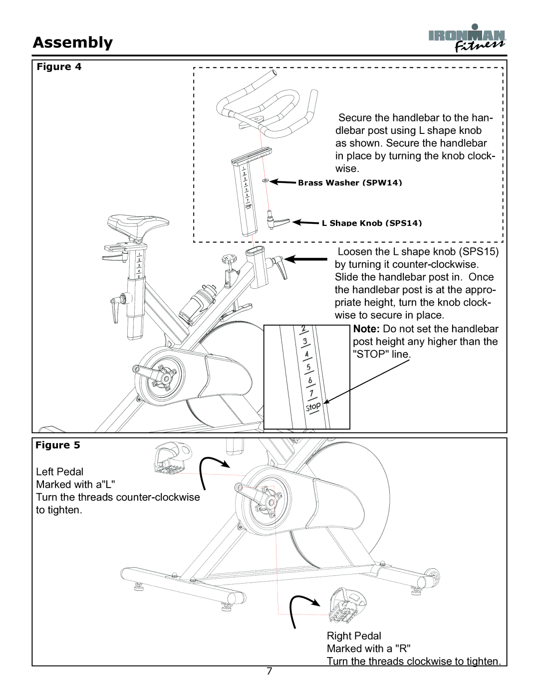 Ironman Fitness Crossover owner manual Brass Washer SPW14 Shape Knob SPS14 