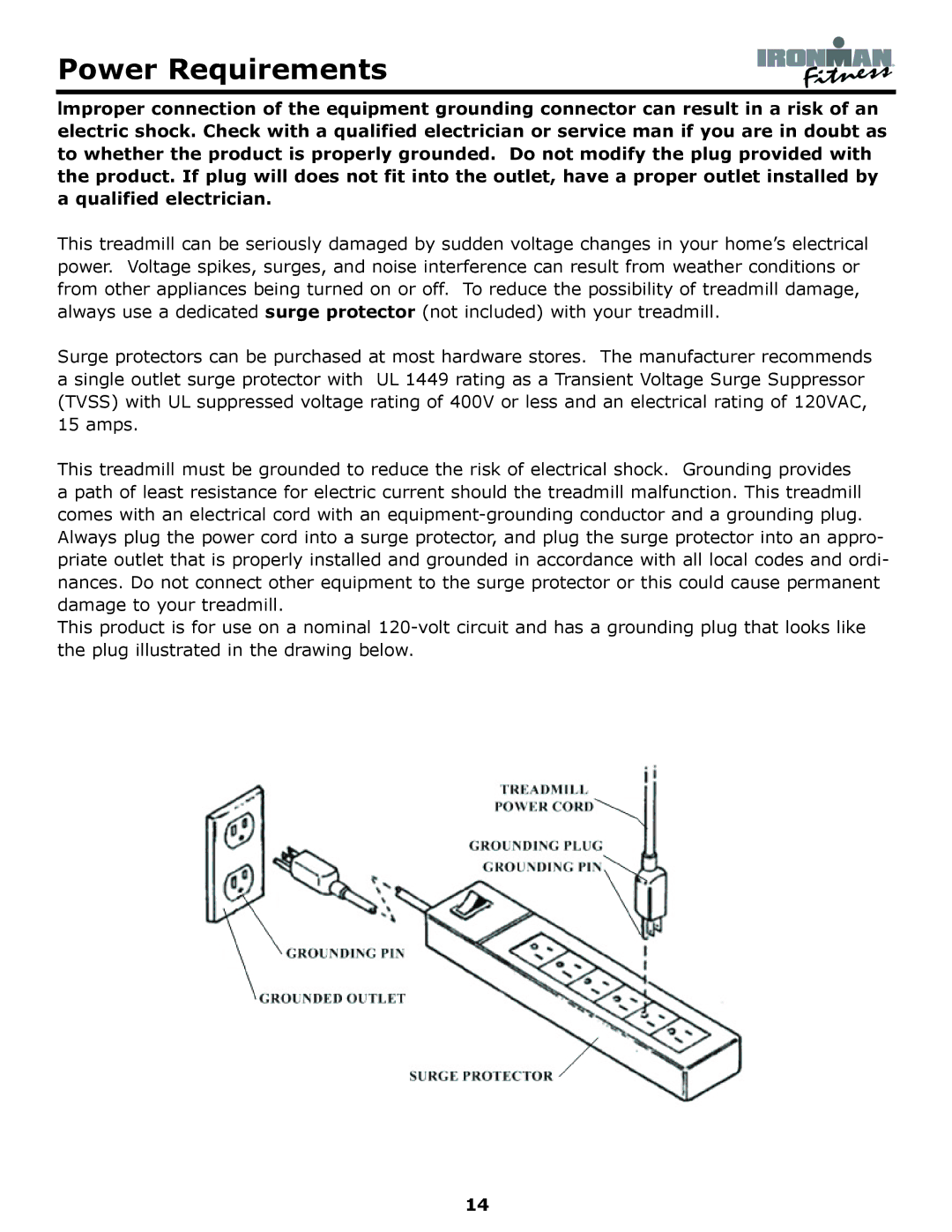 Ironman Fitness Edge owner manual Power Requirements 