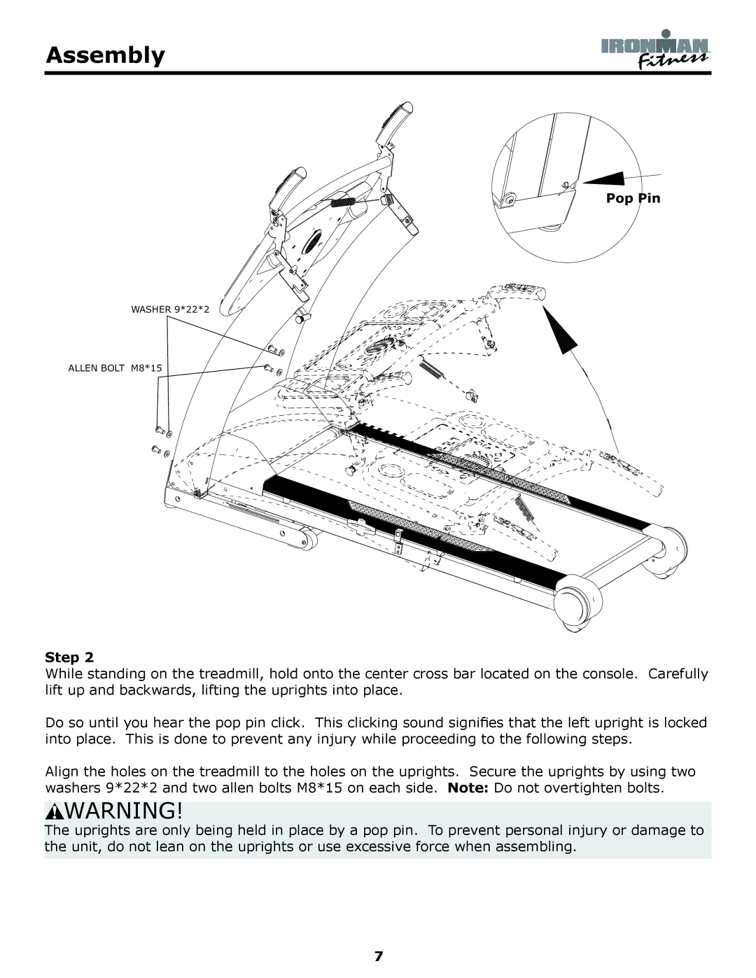 Ironman Fitness Edge owner manual Pop Pin 