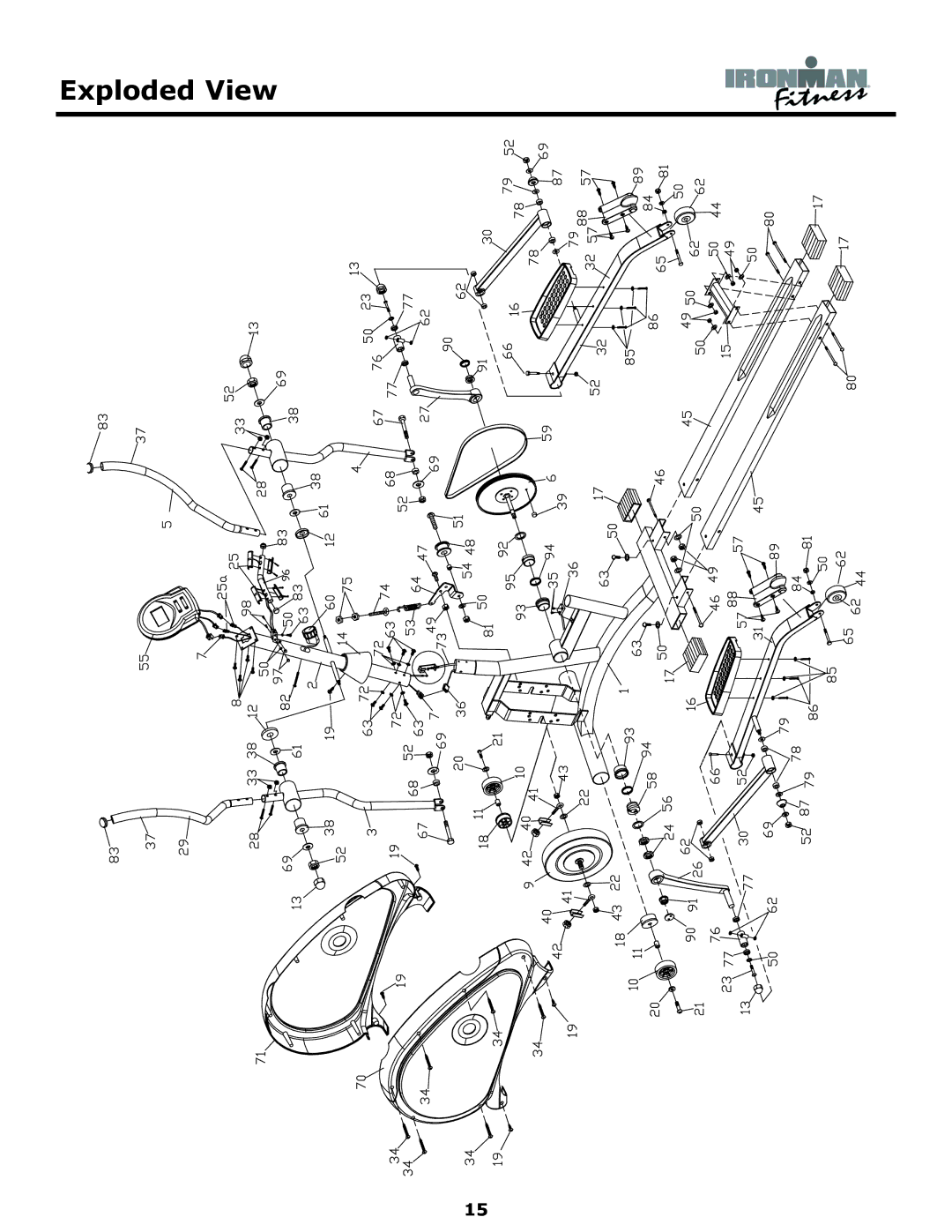 Ironman Fitness 130e, Elliptical owner manual Exploded View 