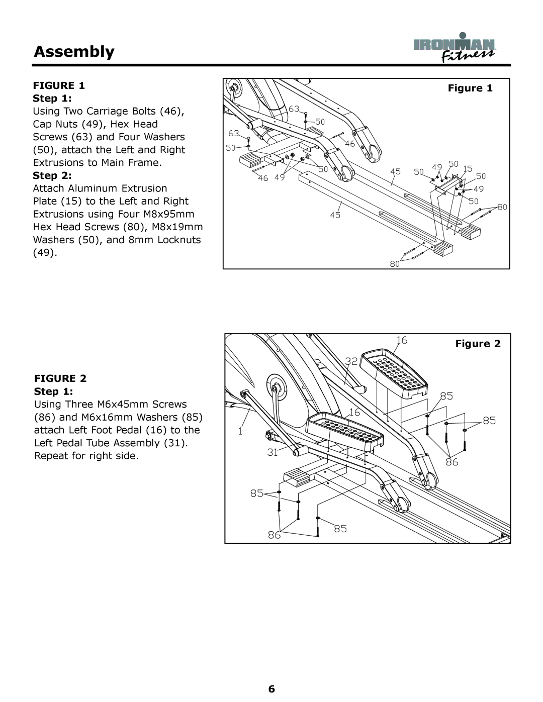 Ironman Fitness Elliptical, 130e owner manual Step 