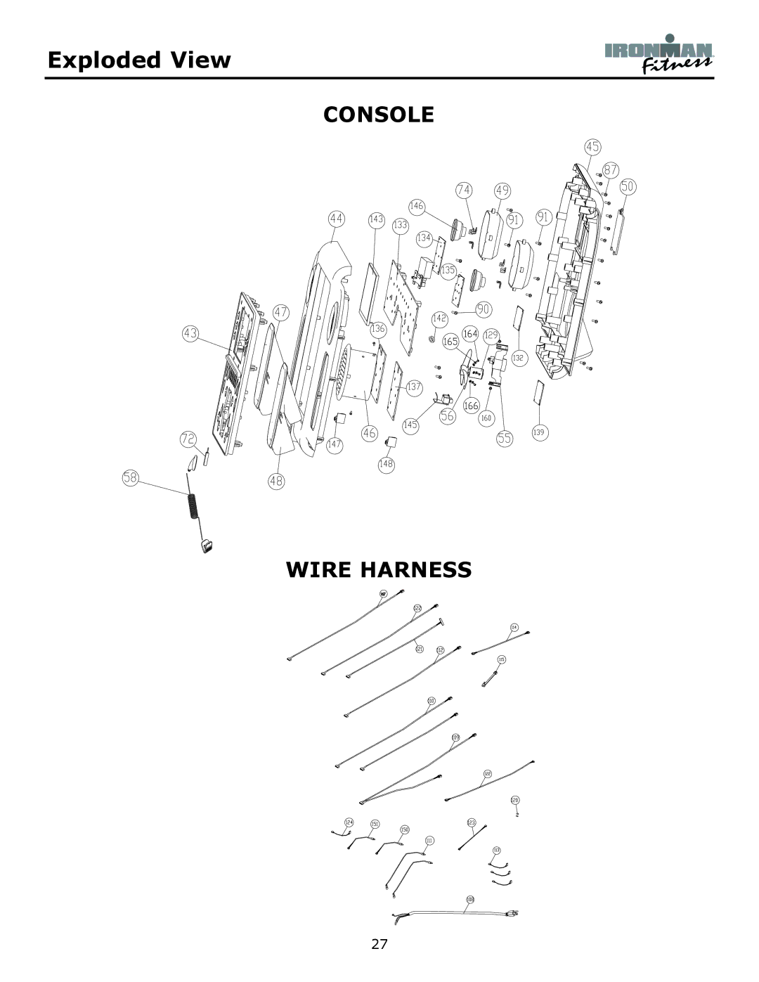 Ironman Fitness Envision owner manual Console Wire Harness 