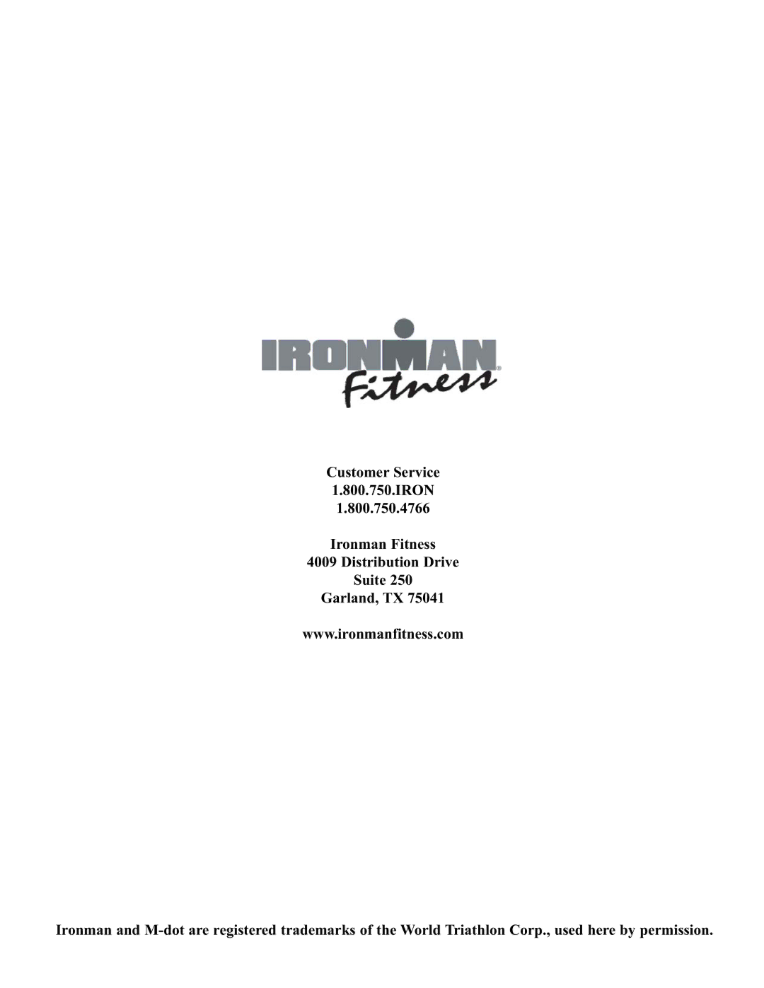 Ironman Fitness EVO-1 owner manual 