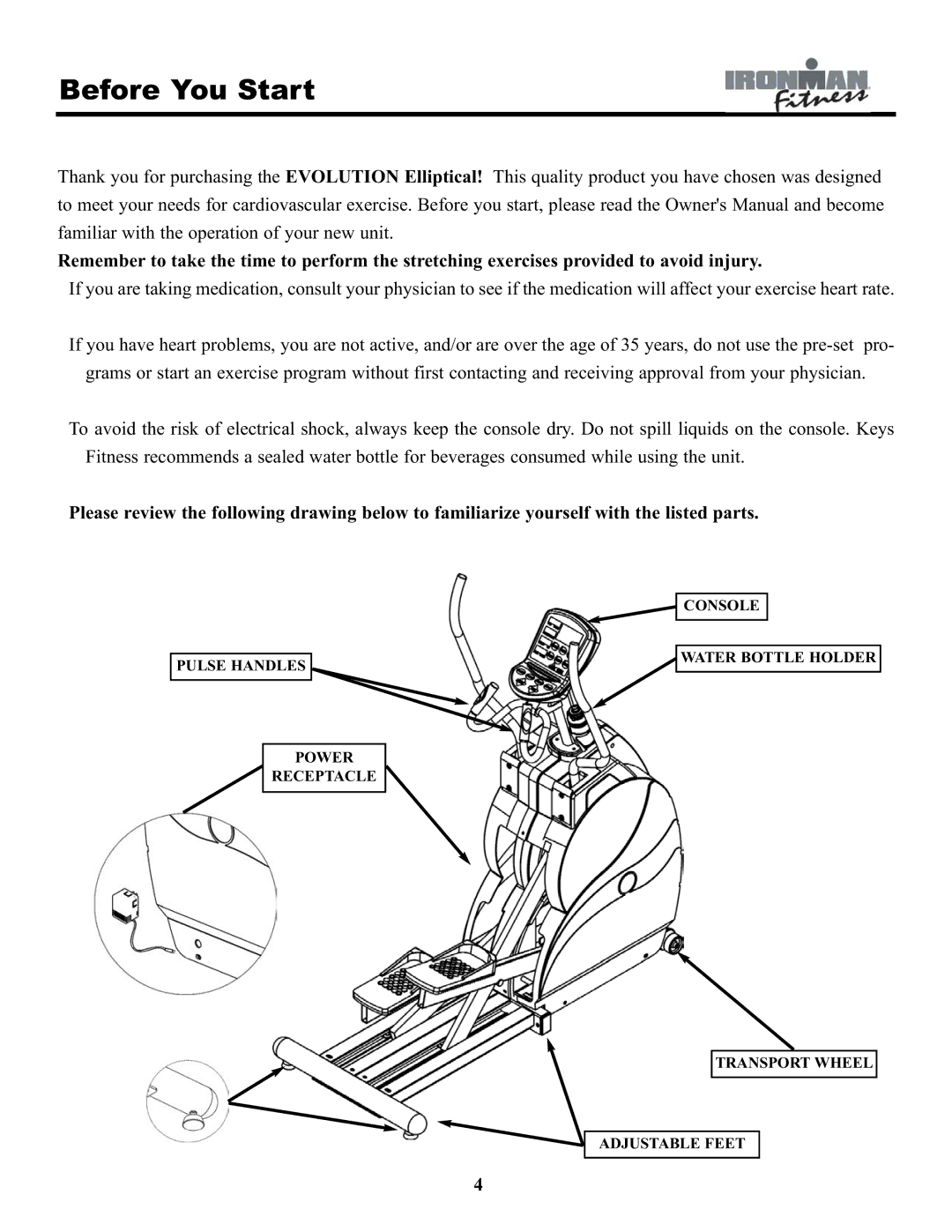 Ironman Fitness EVO-1 owner manual Before You Start 