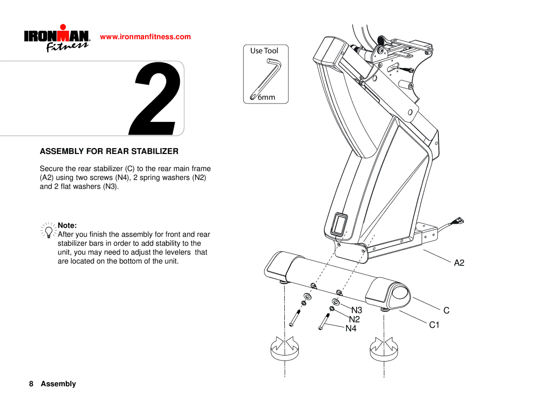 Ironman Fitness IM-R7 owner manual Assembly for Rear Stabilizer 