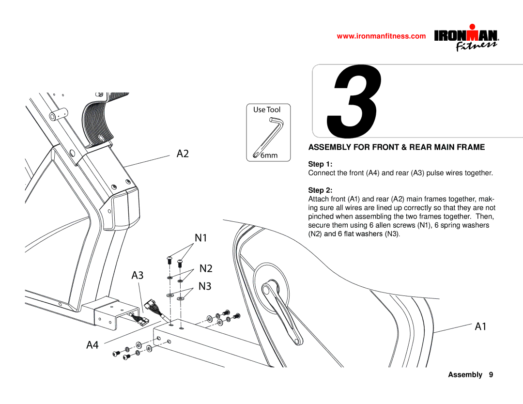 Ironman Fitness IM-R7 owner manual A3 N2, Assembly for Front & Rear Main Frame 