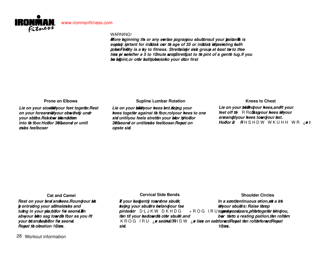 Ironman Fitness IM-T7 owner manual Exercise Guidelines 