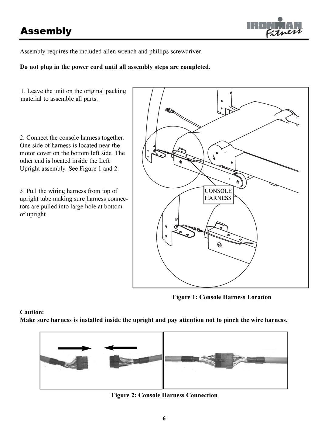 Ironman Fitness INSPIRE owner manual Console Harness Connection 