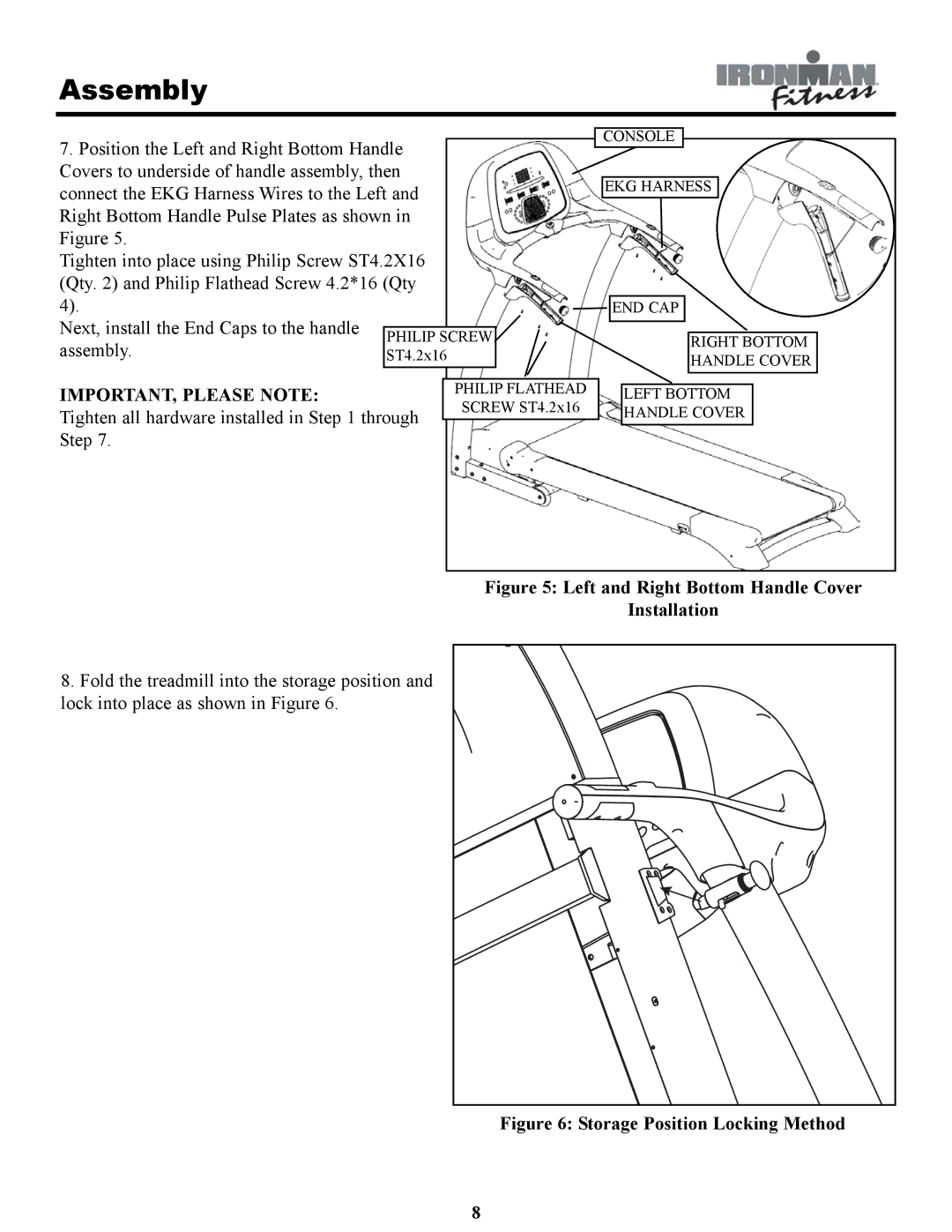 Ironman Fitness INSPIRE owner manual Left and Right Bottom Handle Cover Installation 