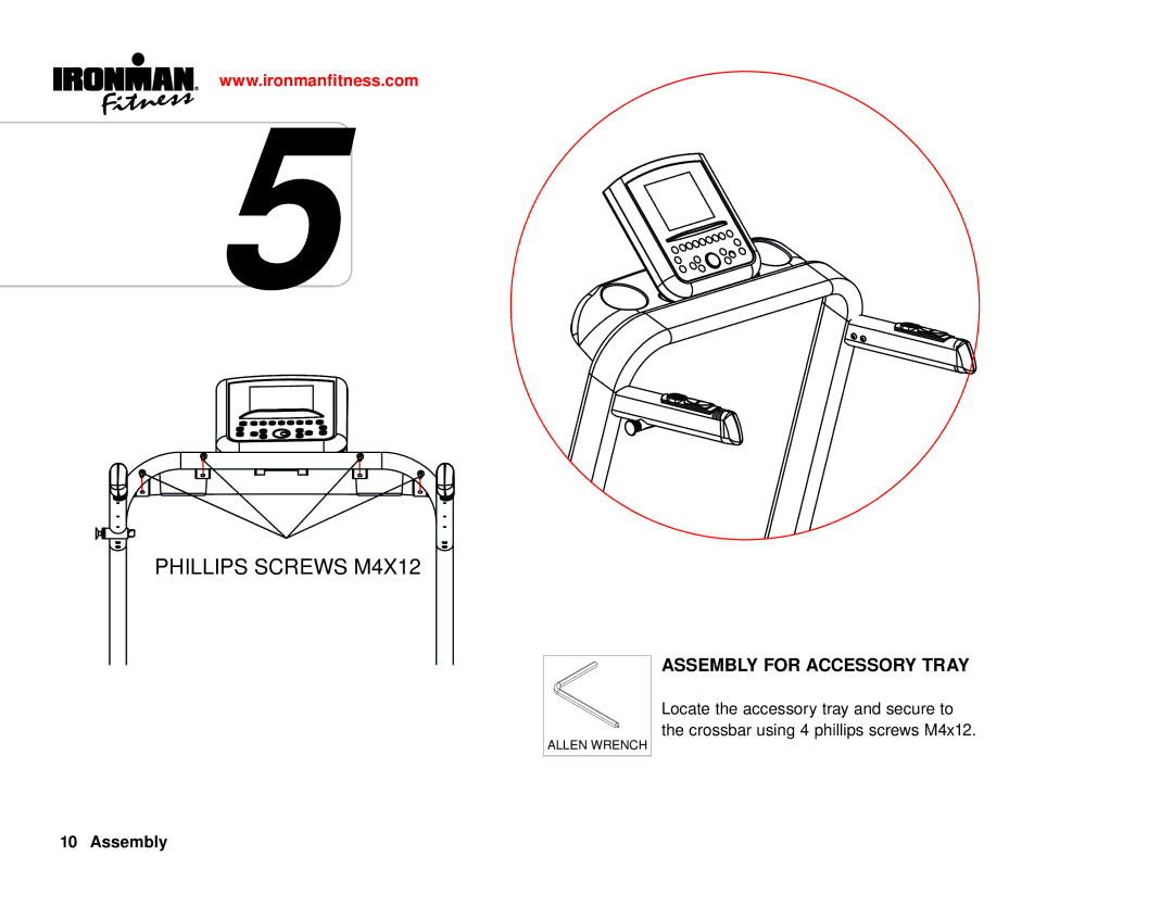 Ironman Fitness Ironman series owner manual Phillips Screws M4X12, Assembly for Accessory Tray 