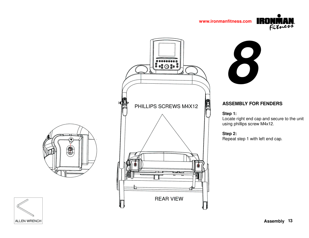 Ironman Fitness Ironman series owner manual Phillips Screws M4X12, Assembly for Fenders 