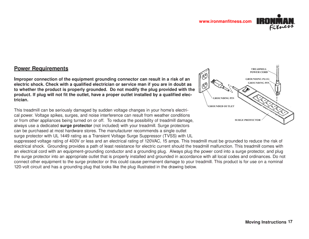 Ironman Fitness Ironman series owner manual Power Requirements 