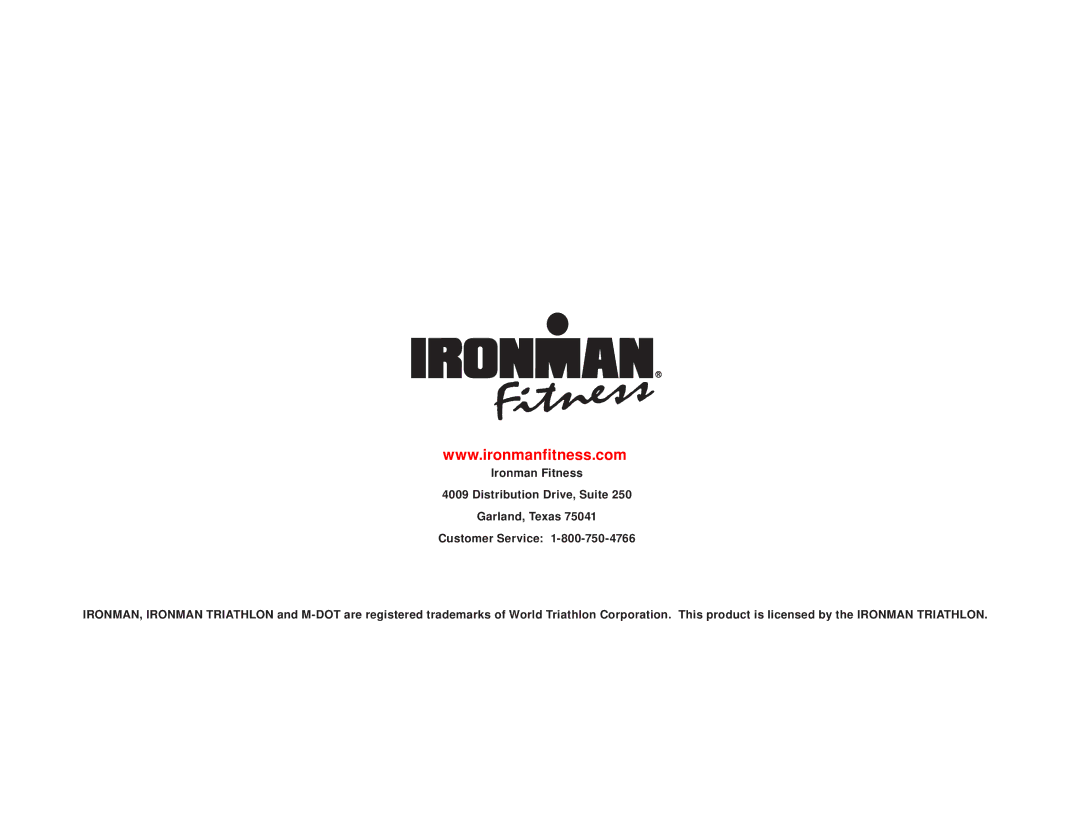 Ironman Fitness Ironman series owner manual 