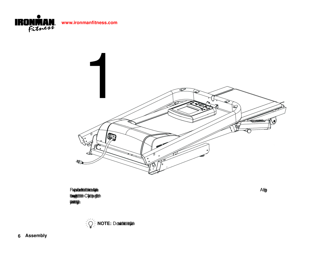 Ironman Fitness Ironman series owner manual ImportantAssembly Information 