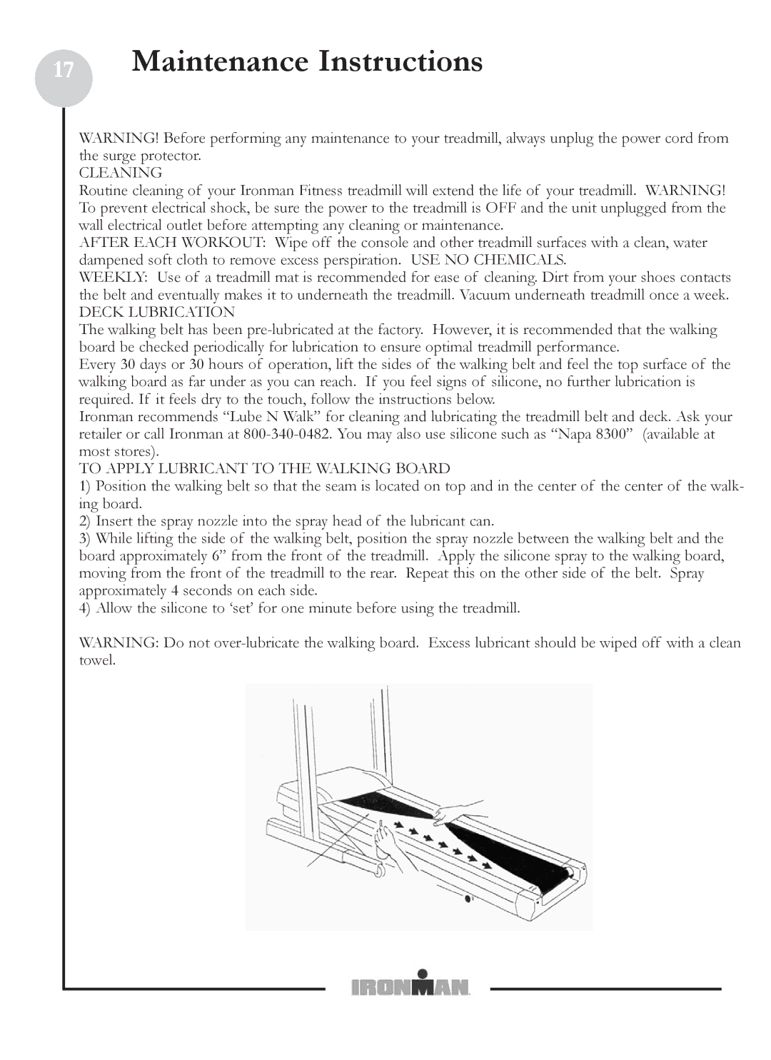 Ironman Fitness M6 owner manual Maintenance Instructions, Cleaning 