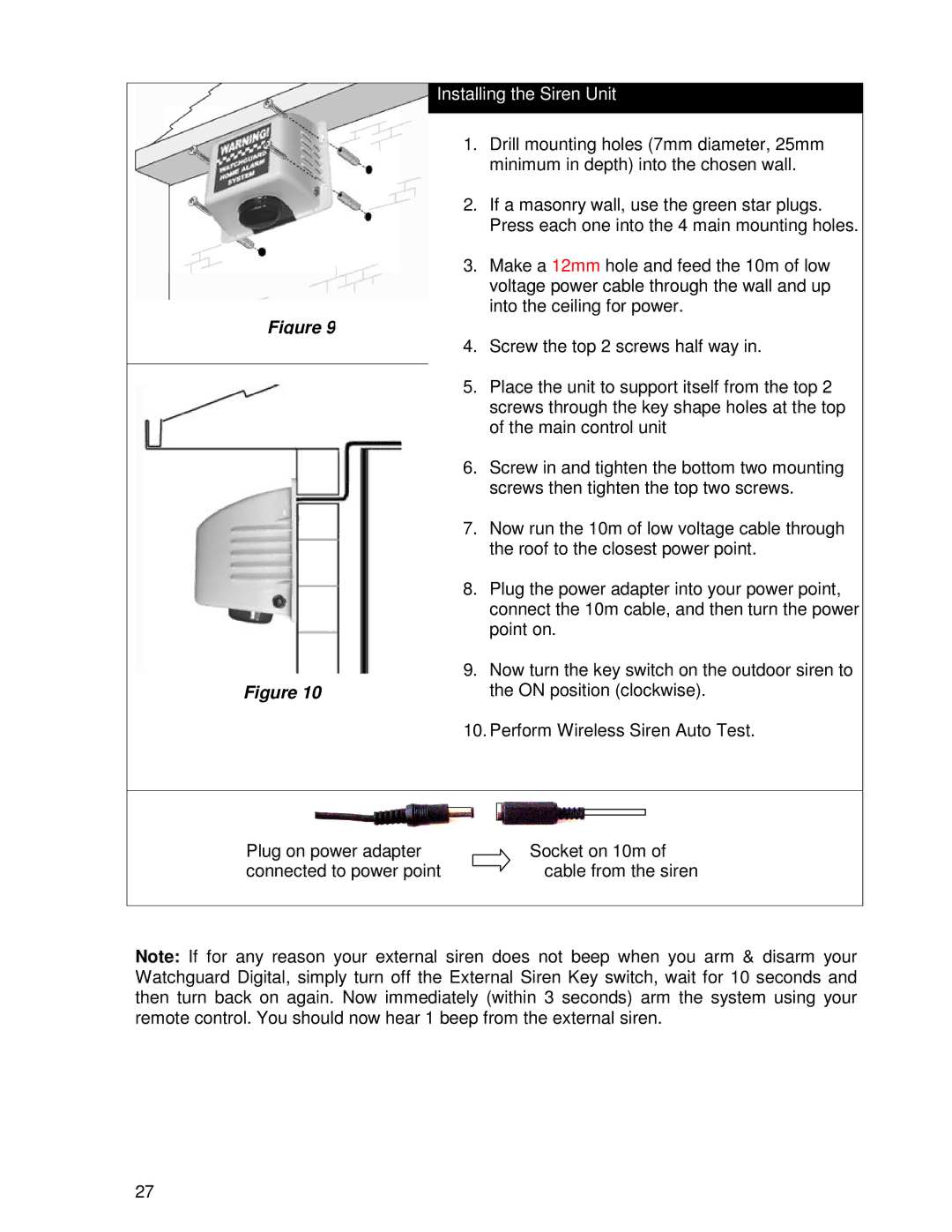 Ironman Fitness V2 instruction manual Installing the Siren Unit 