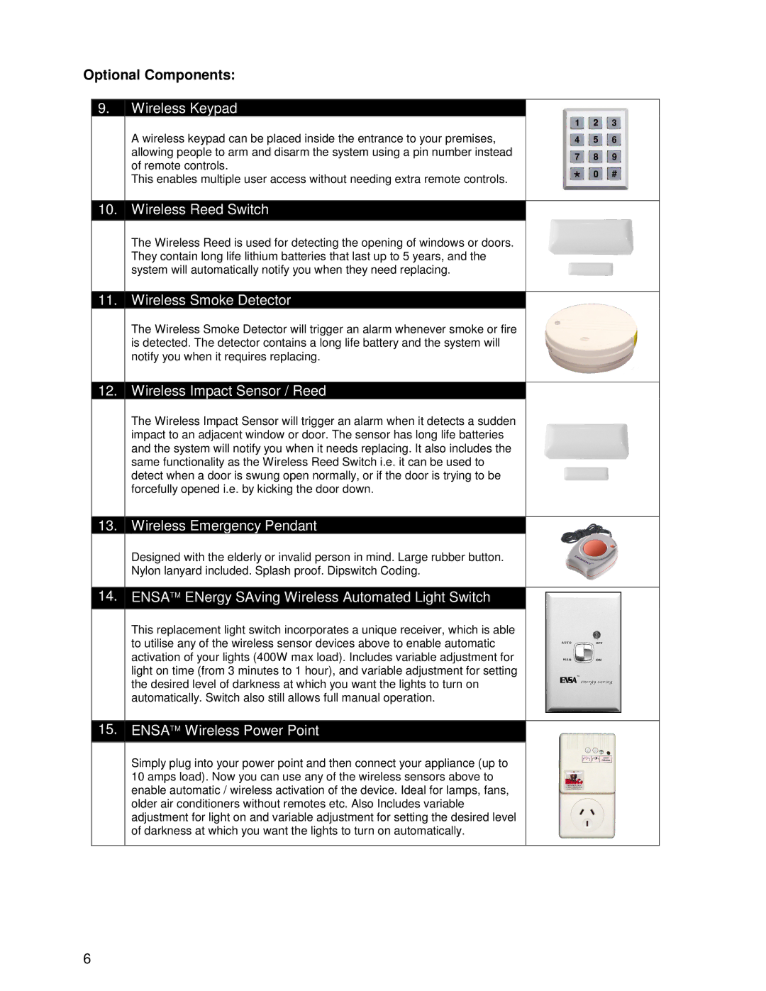 Ironman Fitness V2 instruction manual Optional Components, Wireless Keypad 