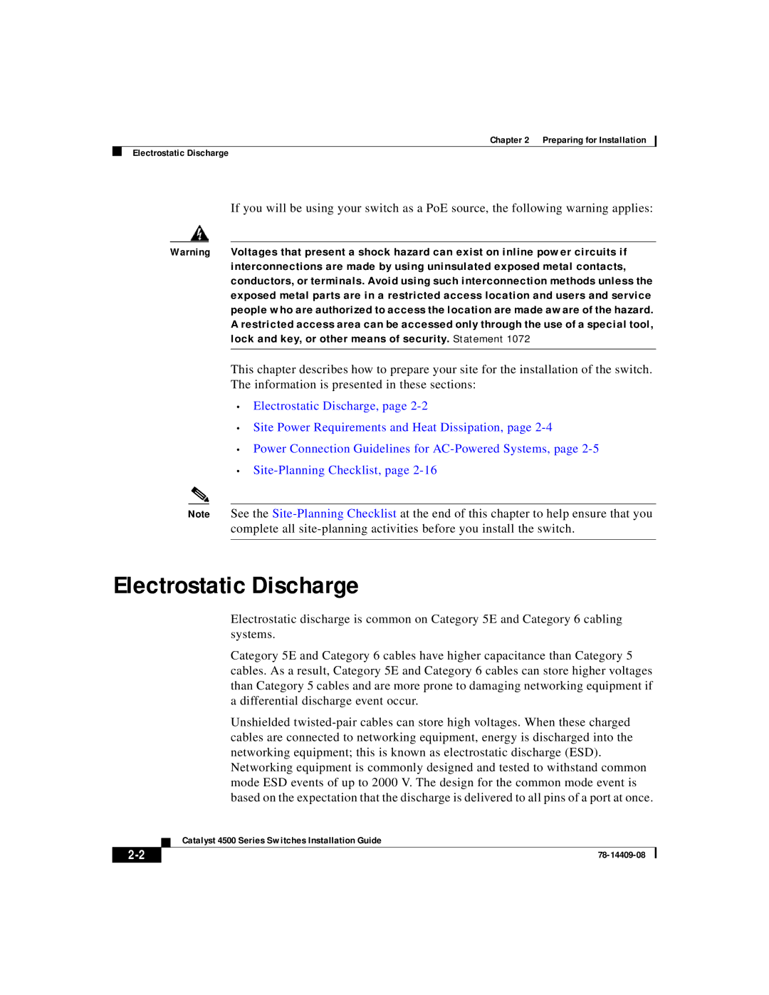 IronPort Systems 4500 Series manual Electrostatic Discharge 