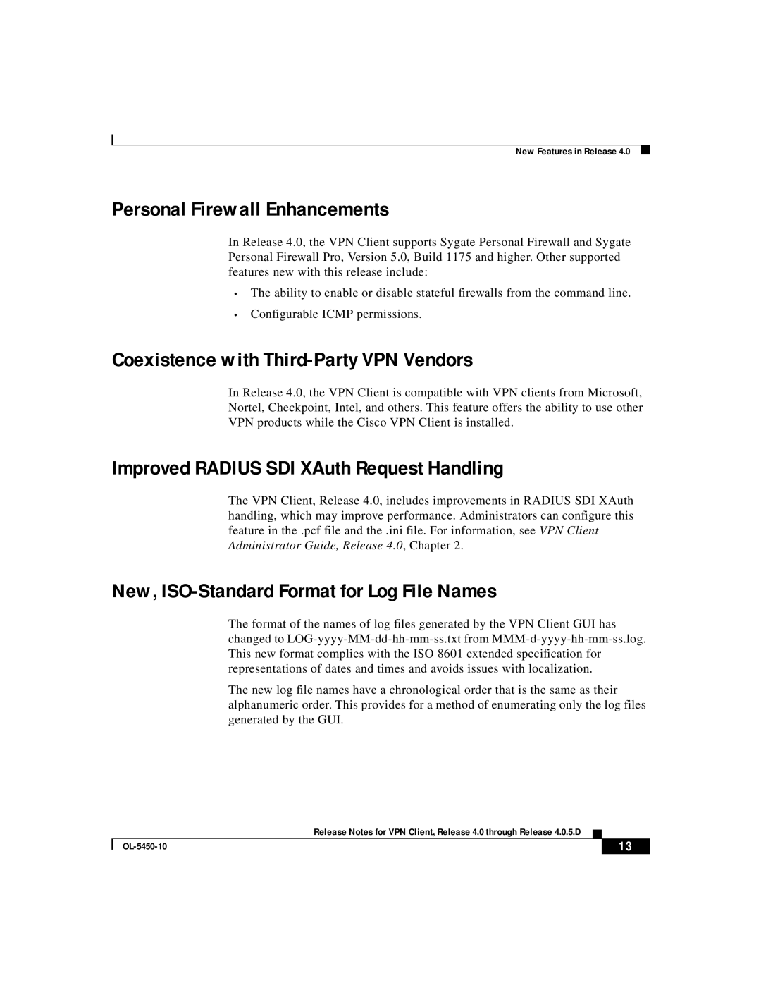 ISEKI OL-5450-10 manual Personal Firewall Enhancements, Coexistence with Third-Party VPN Vendors 