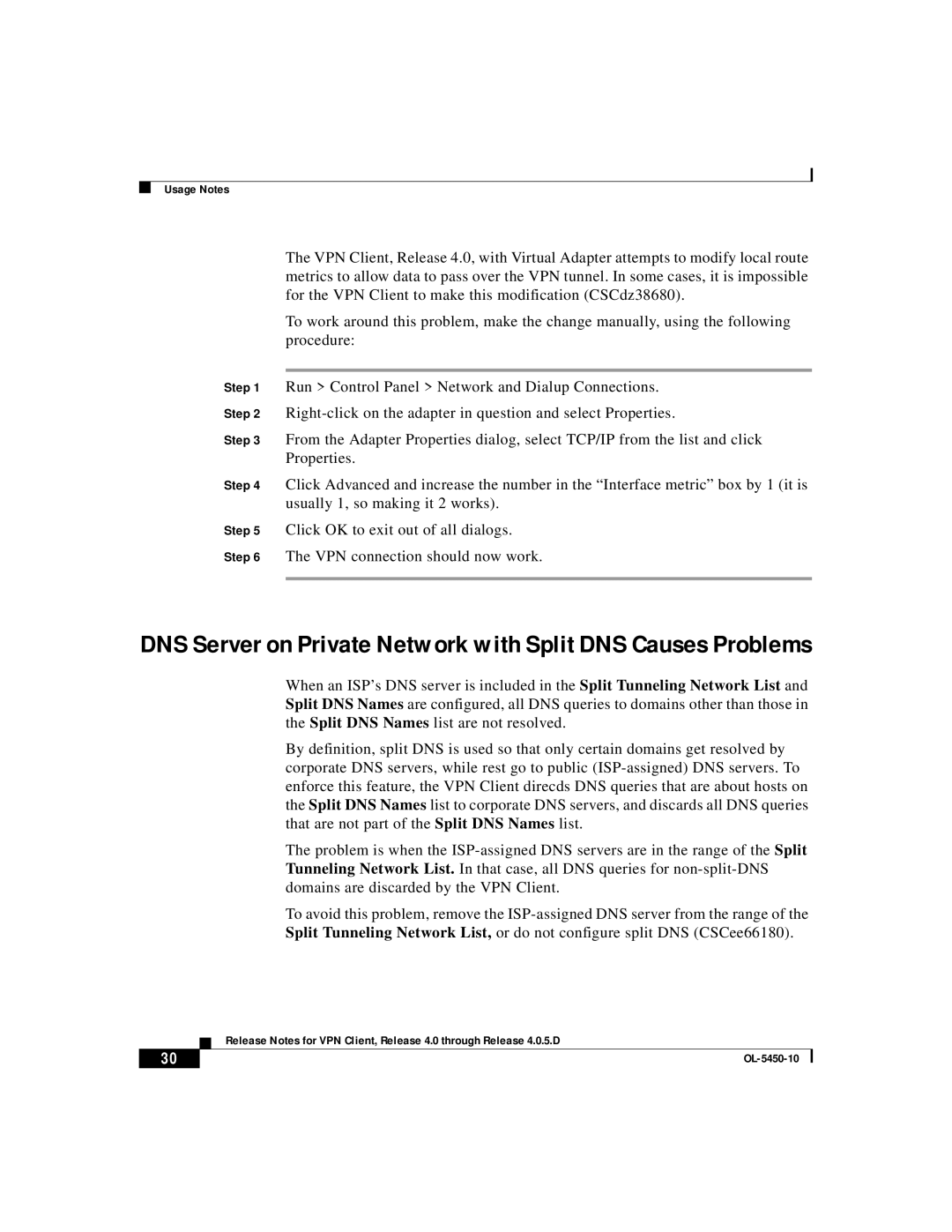 ISEKI OL-5450-10 manual DNS Server on Private Network with Split DNS Causes Problems 