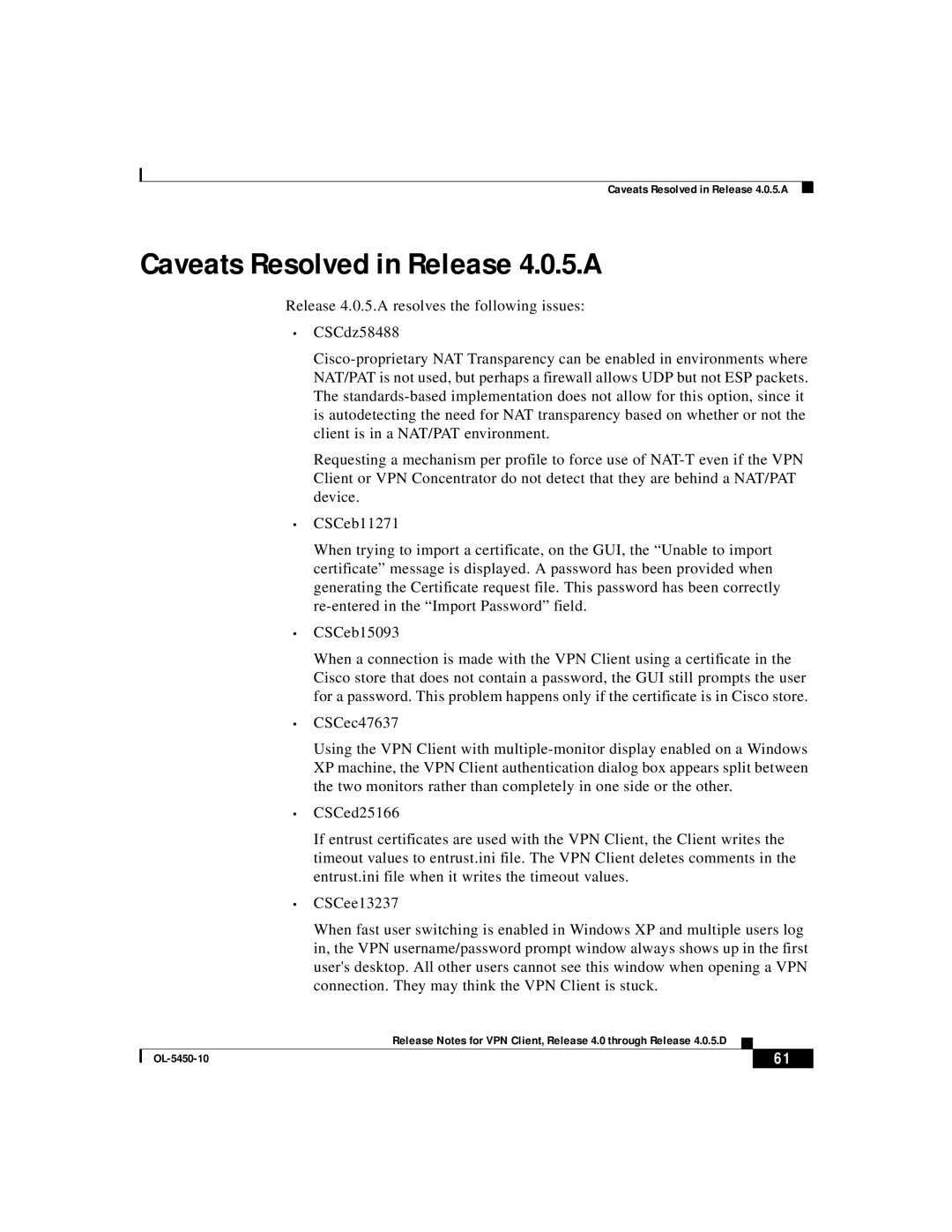 ISEKI OL-5450-10 manual Caveats Resolved in Release 4.0.5.A 