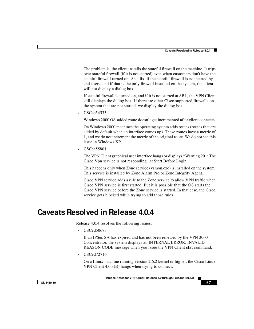 ISEKI OL-5450-10 manual Caveats Resolved in Release 