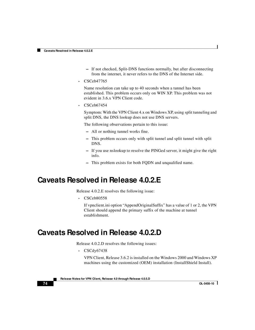 ISEKI OL-5450-10 manual Caveats Resolved in Release 4.0.2.E, Caveats Resolved in Release 4.0.2.D 