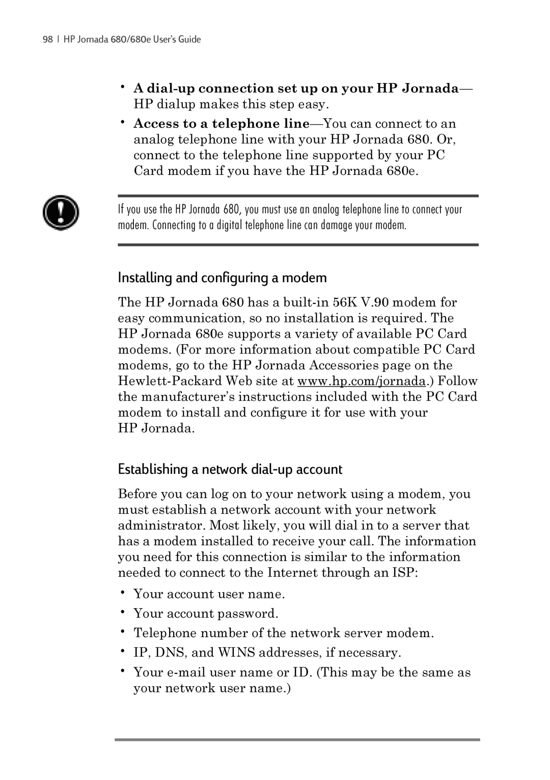 iSimple 680/680e manual Installing and configuring a modem, Establishing a network dial-up account 