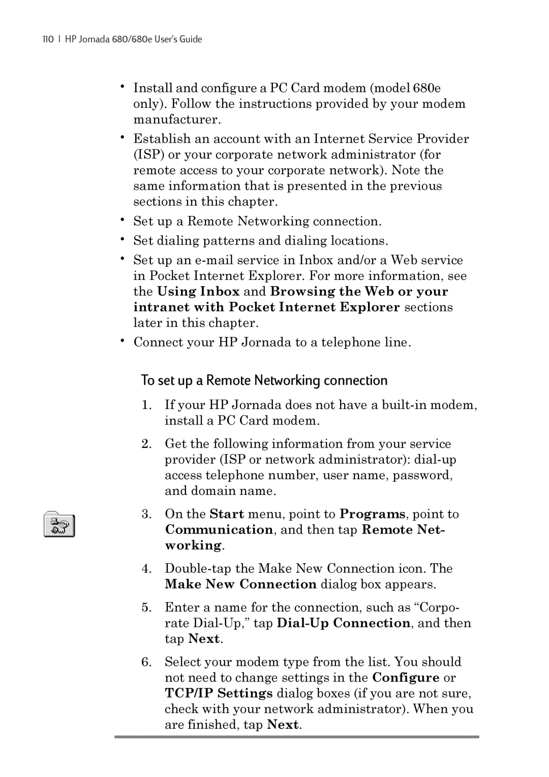 iSimple 680/680e manual To set up a Remote Networking connection 