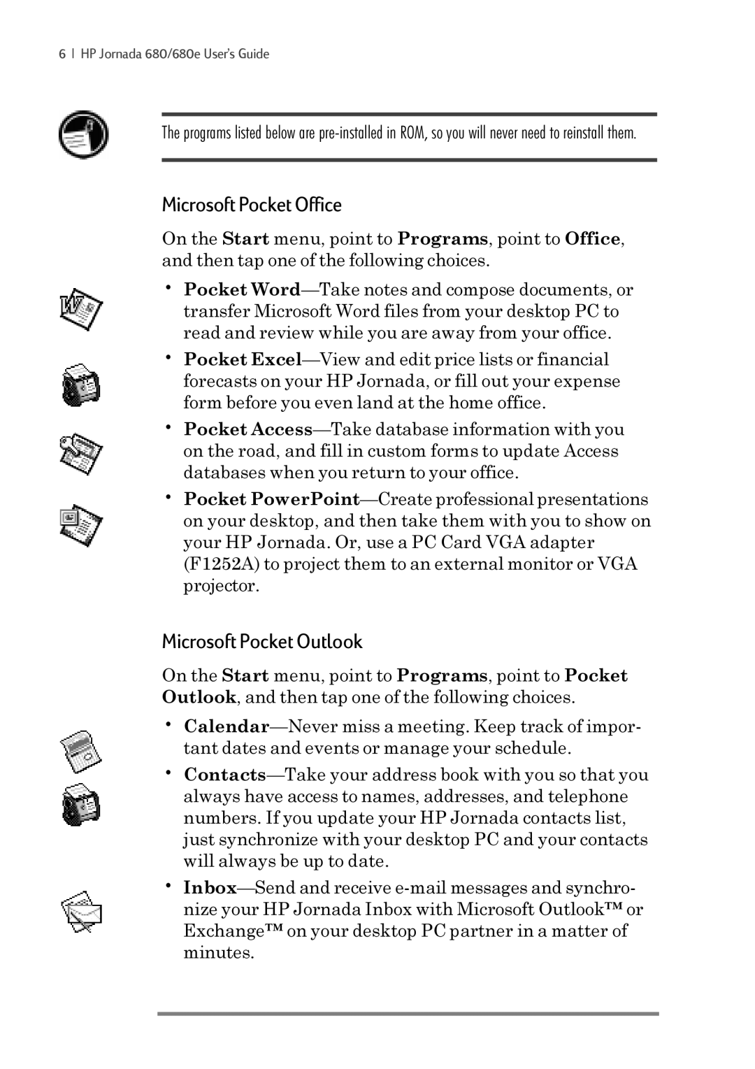 iSimple 680/680e manual Microsoft Pocket Office, Microsoft Pocket Outlook 