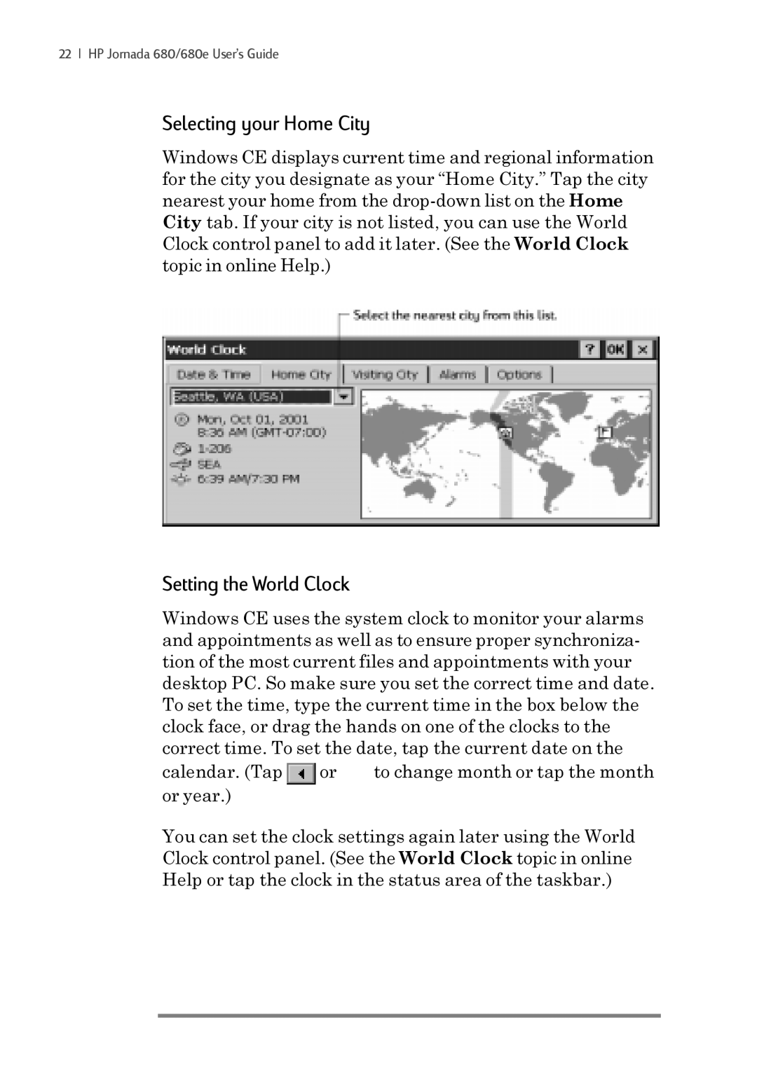 iSimple 680/680e manual Selecting your Home City, Setting the World Clock 