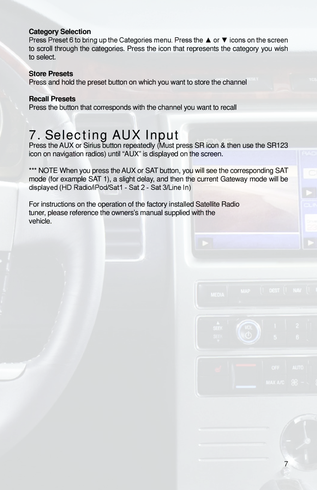 iSimple ISFD11 owner manual Selecting AUX Input 