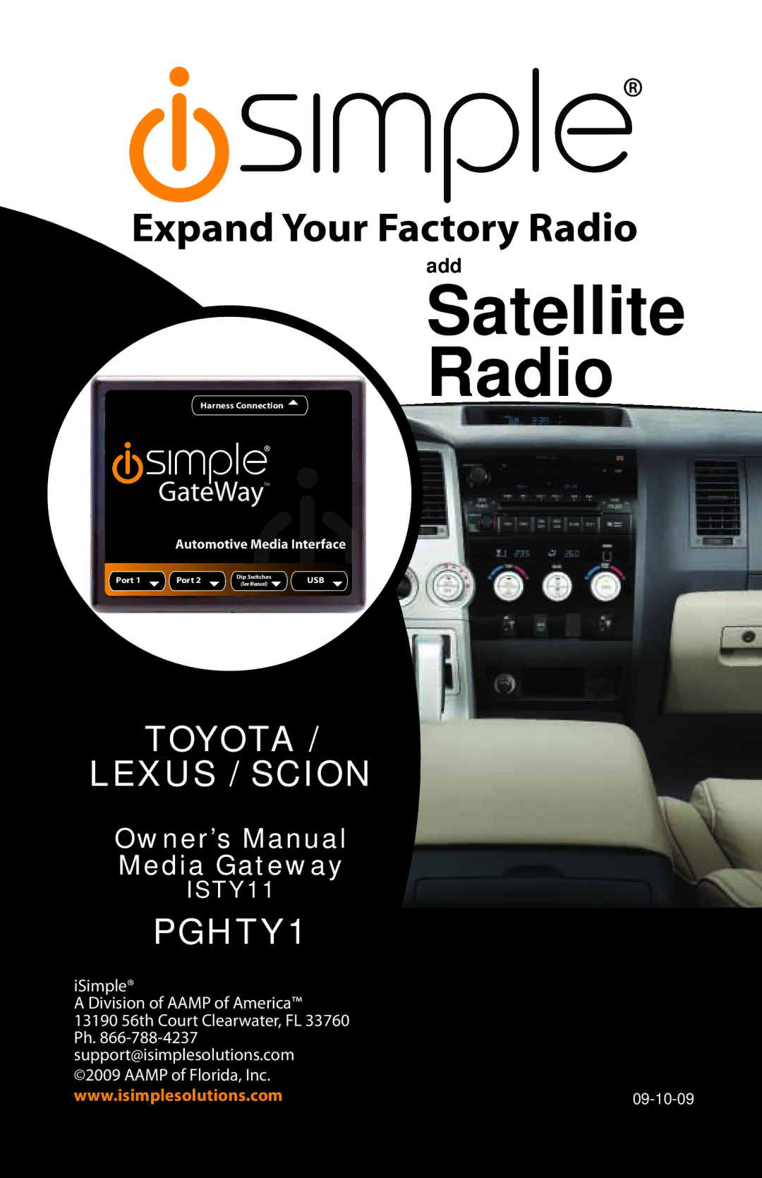 iSimple PGHTY1, ISTY11 owner manual Satellite Radio 