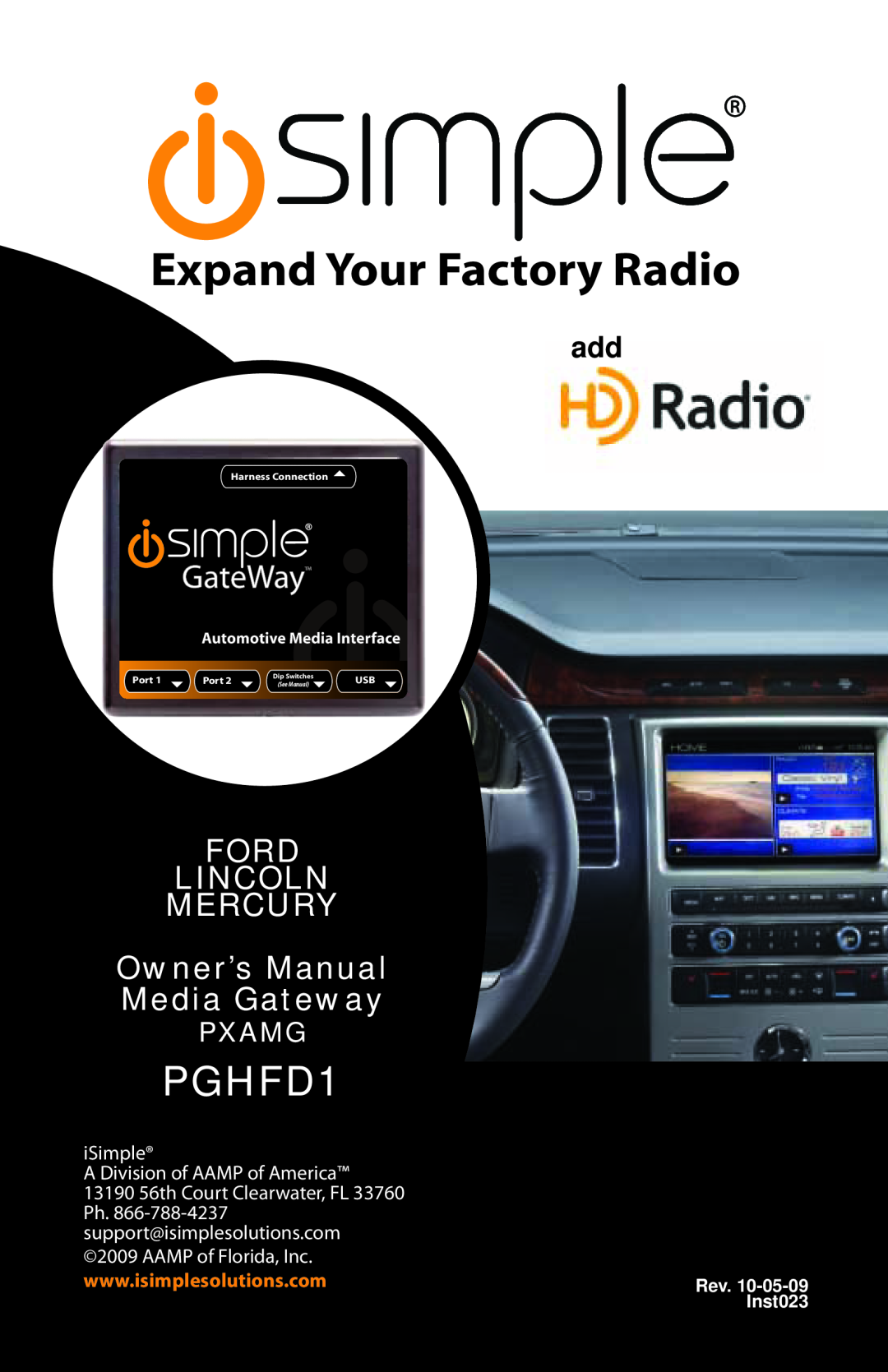 iSimple PGHFD1 owner manual Expand Your Factory Radio, FORD LINCOLN MERCURY Owner’s Manual Media Gateway, Pxamg, Inst023 