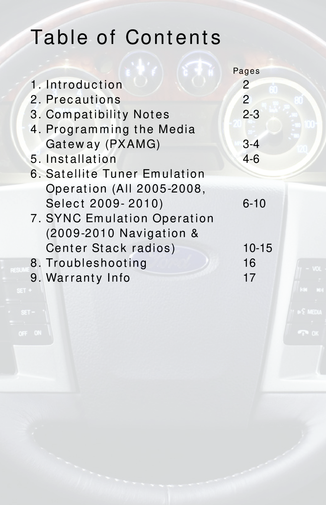 iSimple PGHFD1 owner manual Table of Contents 