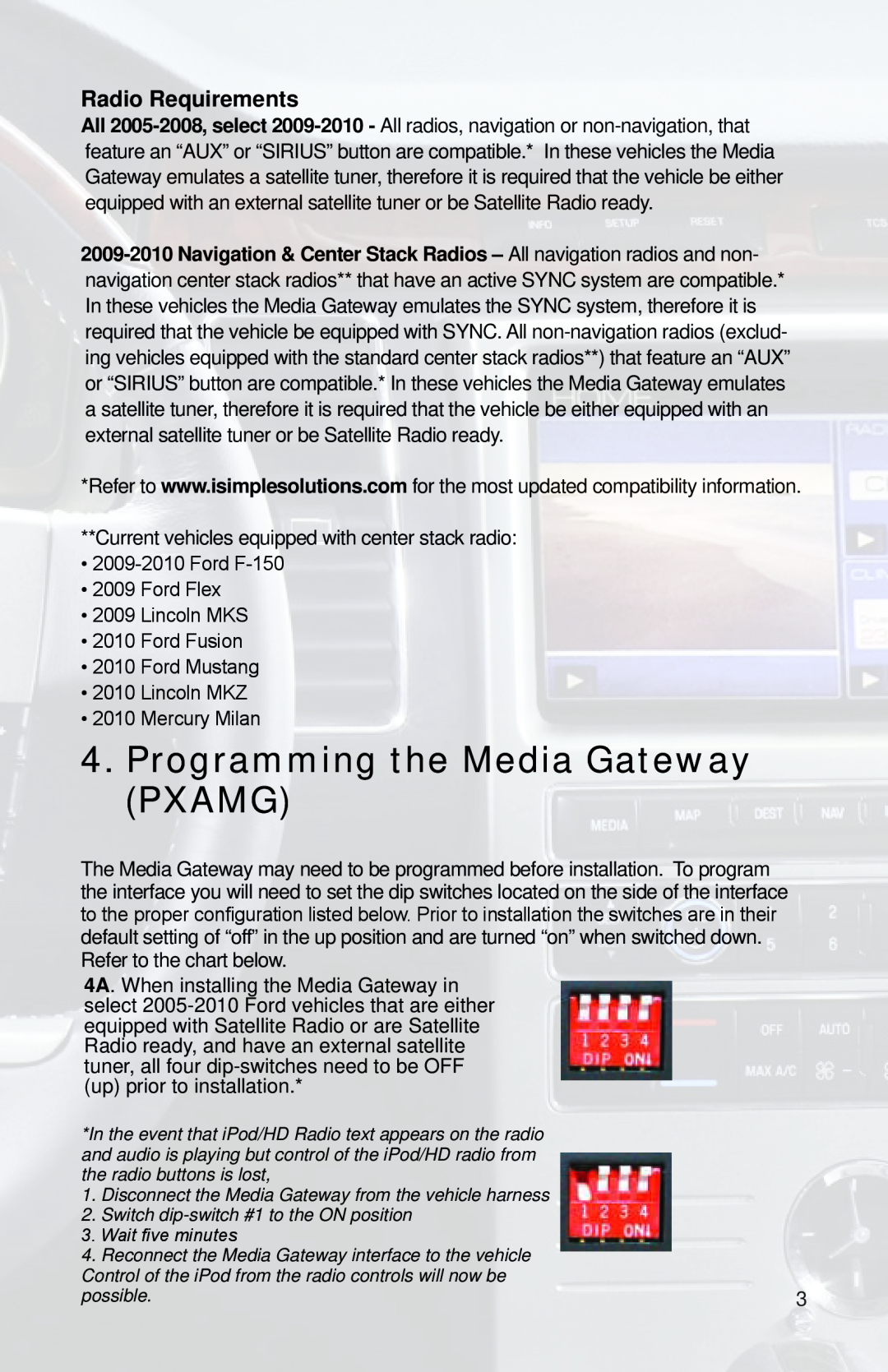 iSimple PGHFD1 owner manual Programming the Media Gateway PXAMG, Radio Requirements 