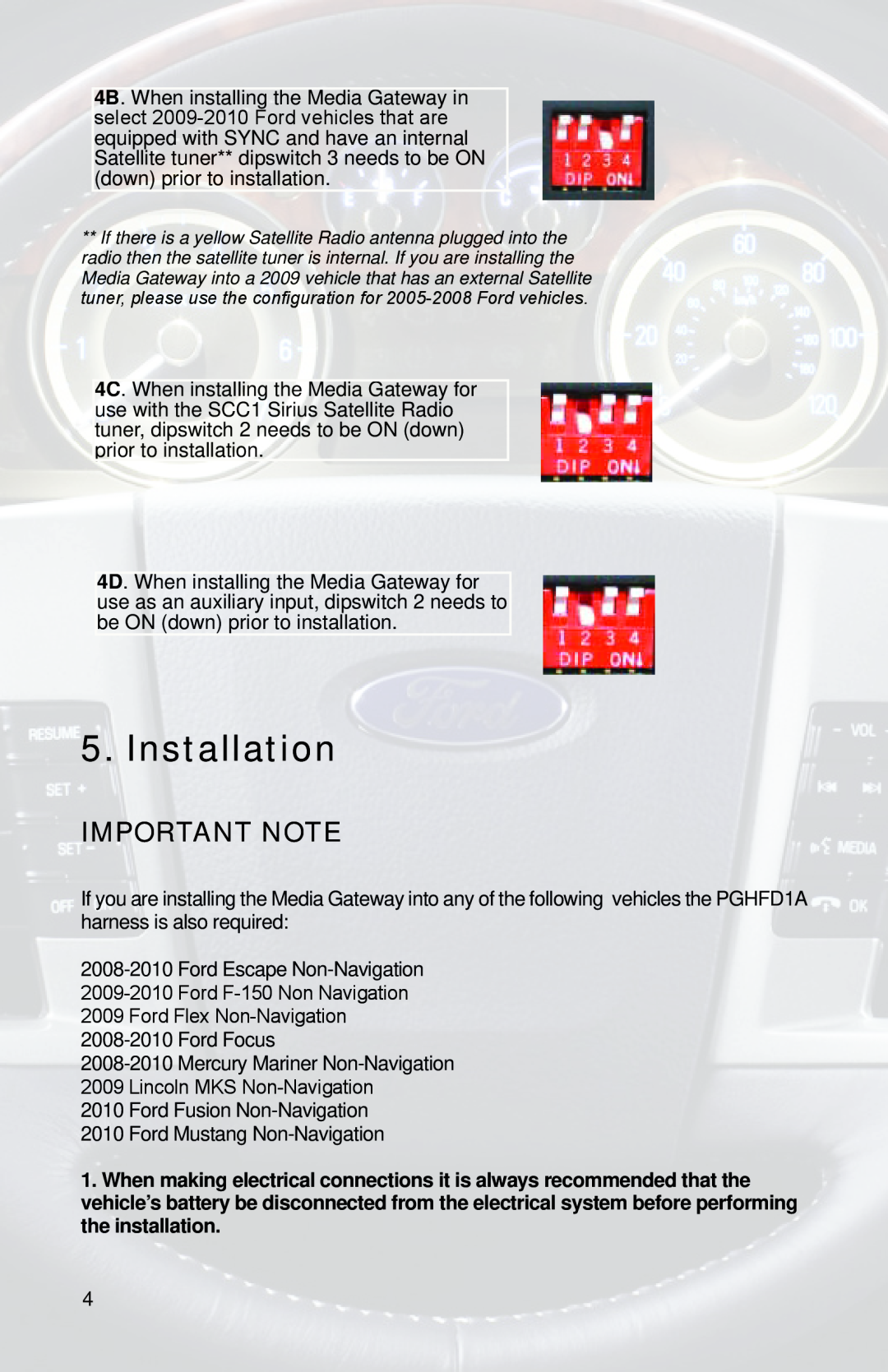 iSimple PGHFD1 owner manual Installation, Important Note 