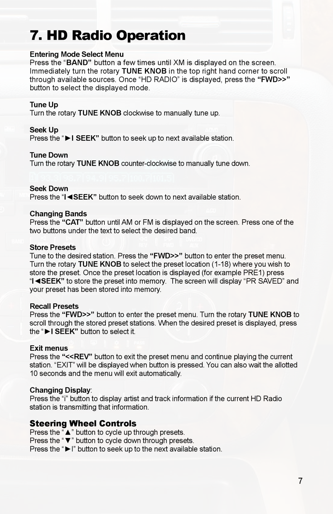 iSimple PXAMG, PGHGM1 owner manual HD Radio Operation 