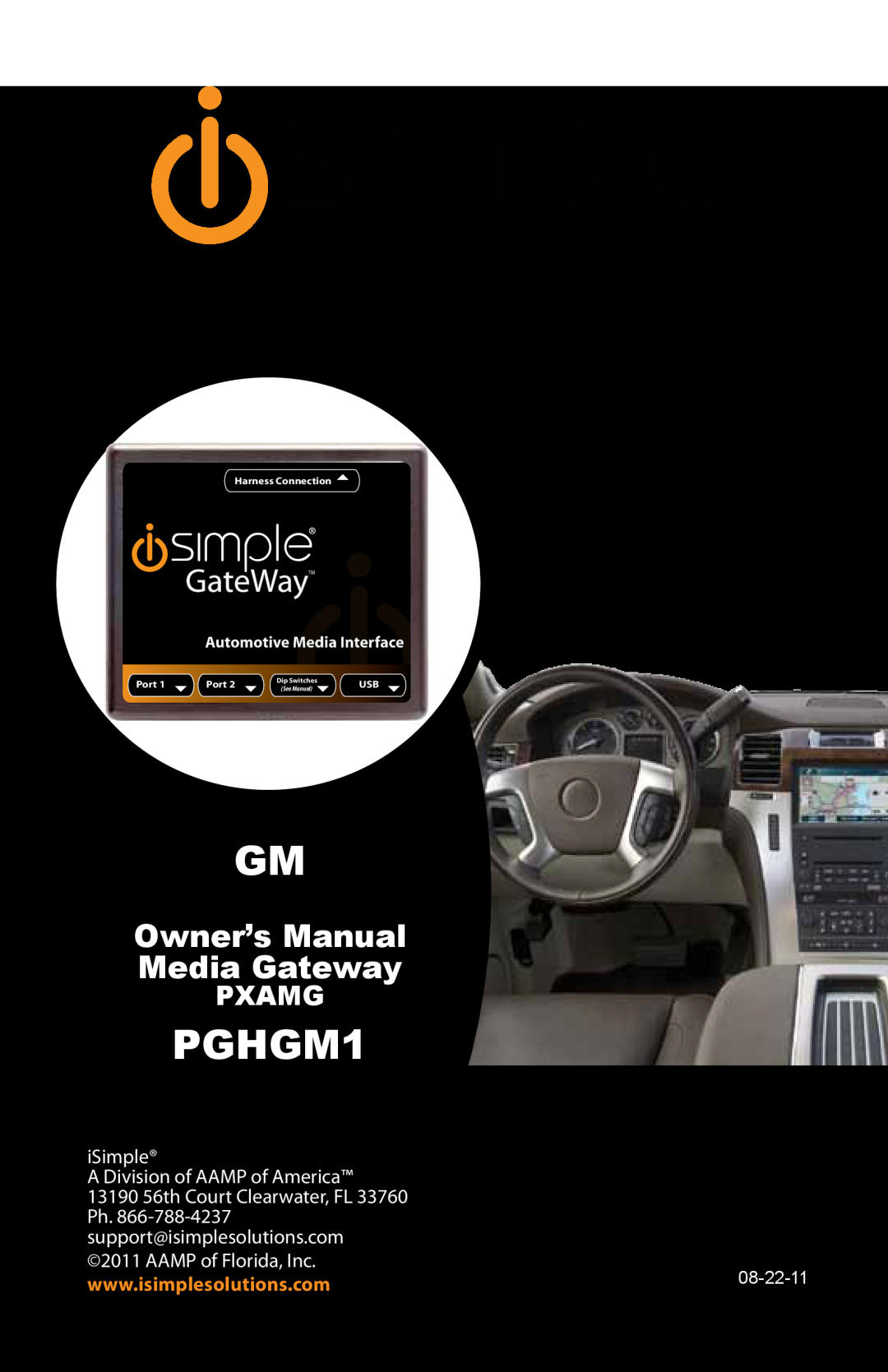 iSimple PXAMG owner manual iPod, Expand Your Factory Radio, PGHGM1, Owner’s Manual Media Gateway, Pxamg, 08-22-11, Usb  