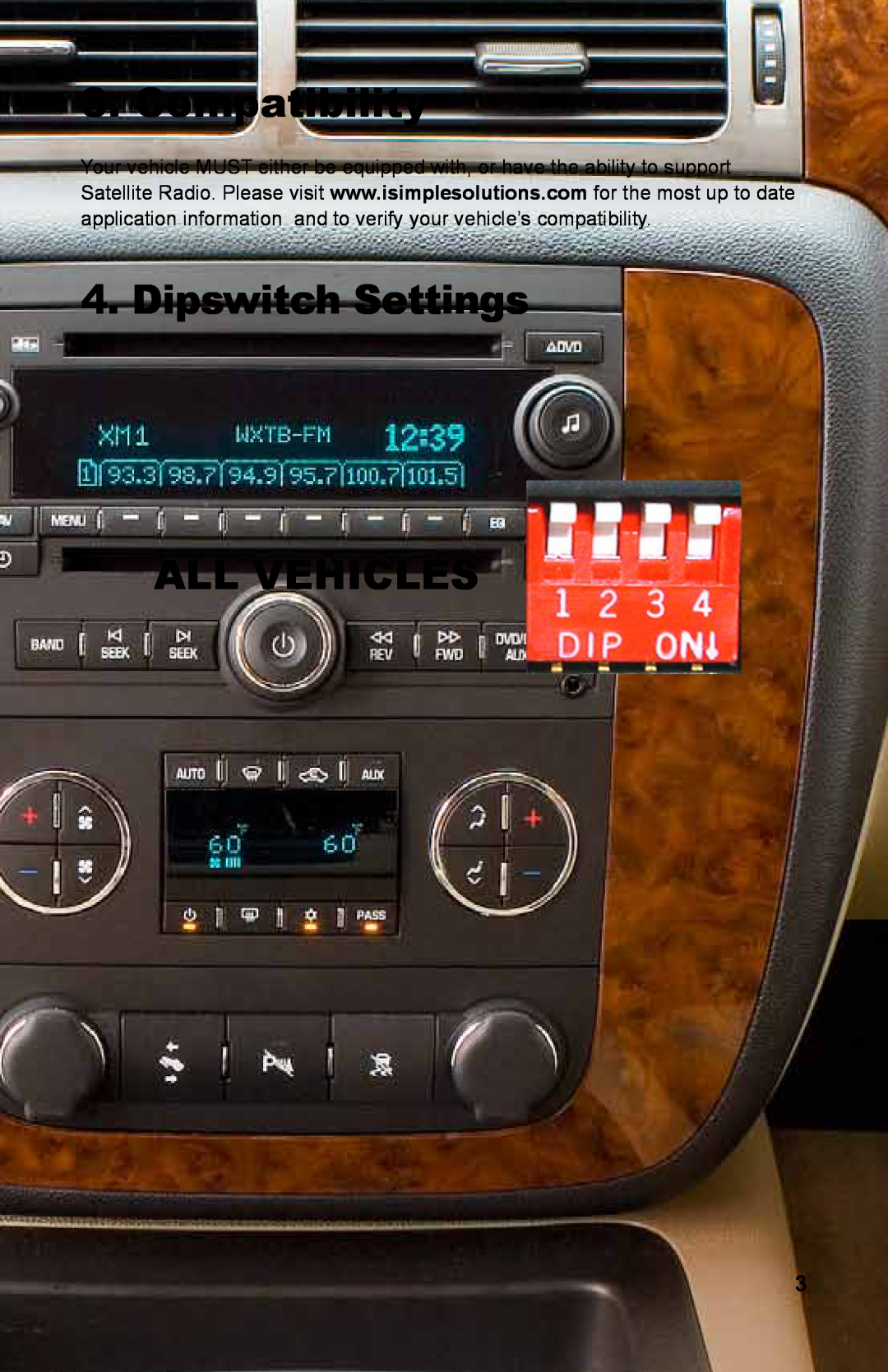 iSimple PXAMG, PGHGM1 owner manual Compatibility, Dipswitch Settings ALL VEHICLES 