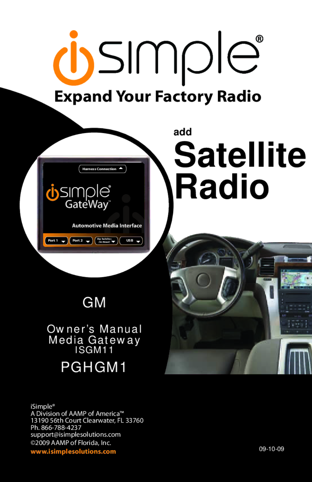 iSimple PGHGM1 owner manual Satellite Radio 