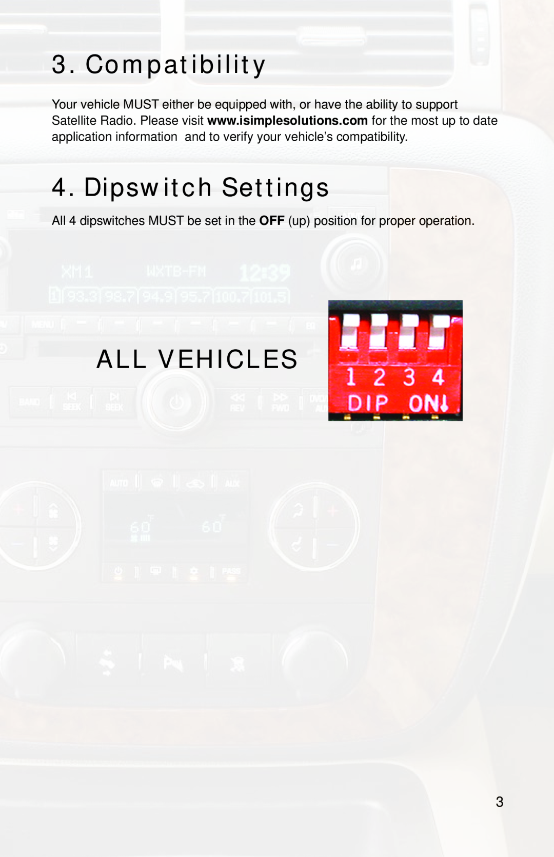 iSimple PGHGM1 owner manual Compatibility, Dipswitch Settings, All Vehicles 