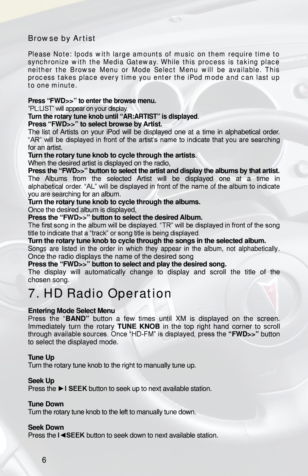 iSimple PGHGM2, PXAMG owner manual HD Radio Operation 