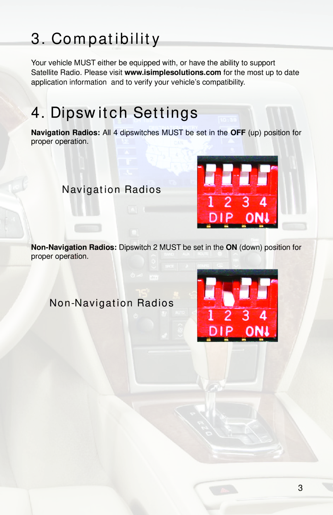 iSimple PGHGM4 owner manual Compatibility Dipswitch Settings 