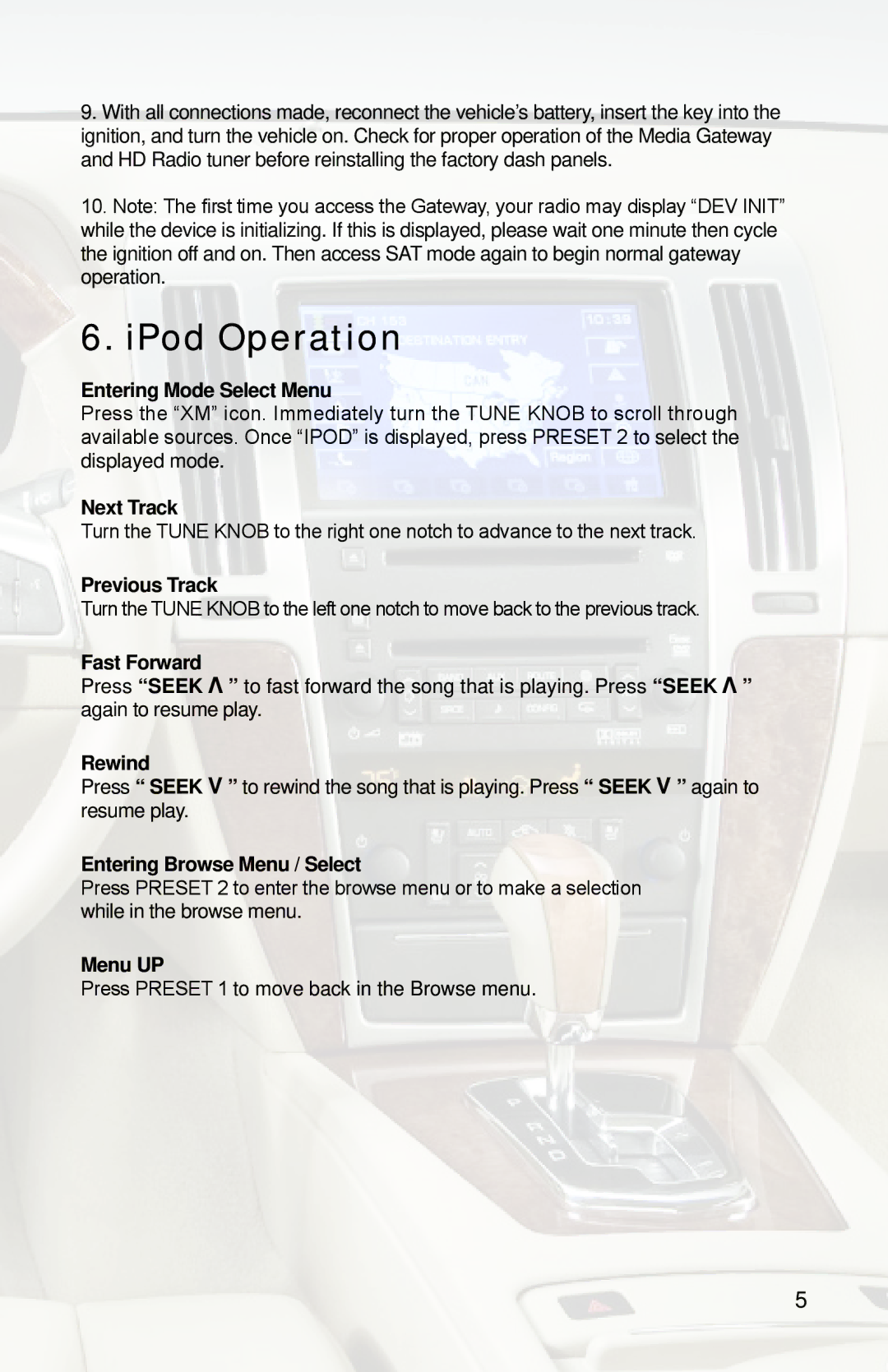 iSimple PGHGM4 owner manual IPod Operation 