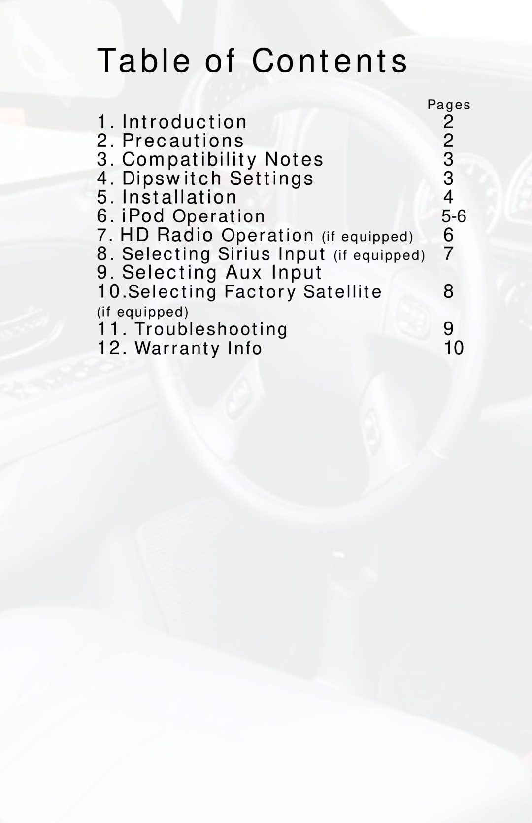 iSimple PGHGM5, PXAMG owner manual Table of Contents 