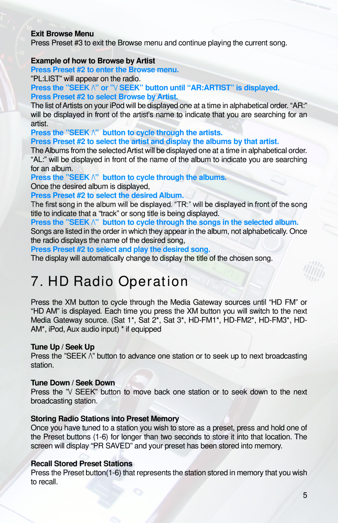 iSimple PGHHY1 owner manual HD Radio Operation 