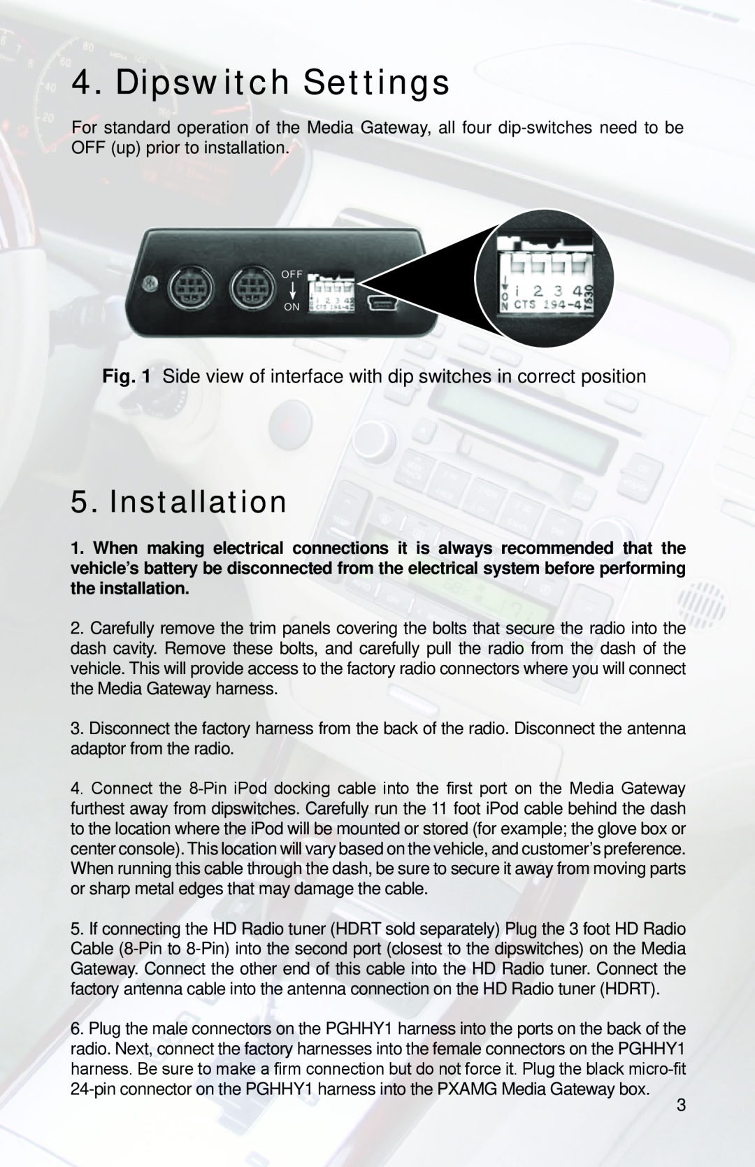 iSimple PGHHY1 owner manual Dipswitch Settings, Installation 